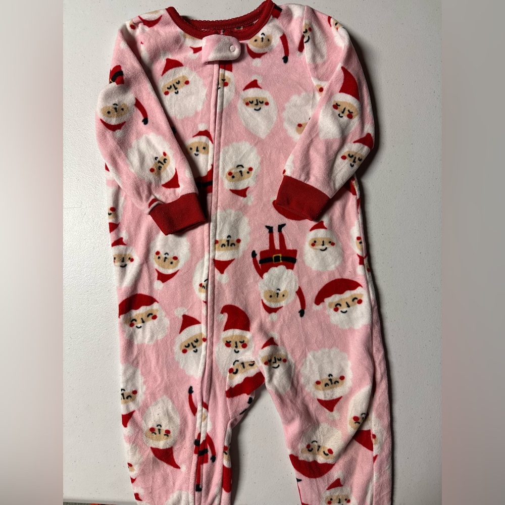 4/$10! Carter's Pink Santa Claus Footie Pajamas